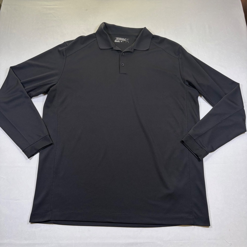 Nike Golf Tour Performance Mens XL Black Long Sleeve Dri-FIT Polo 508332-010